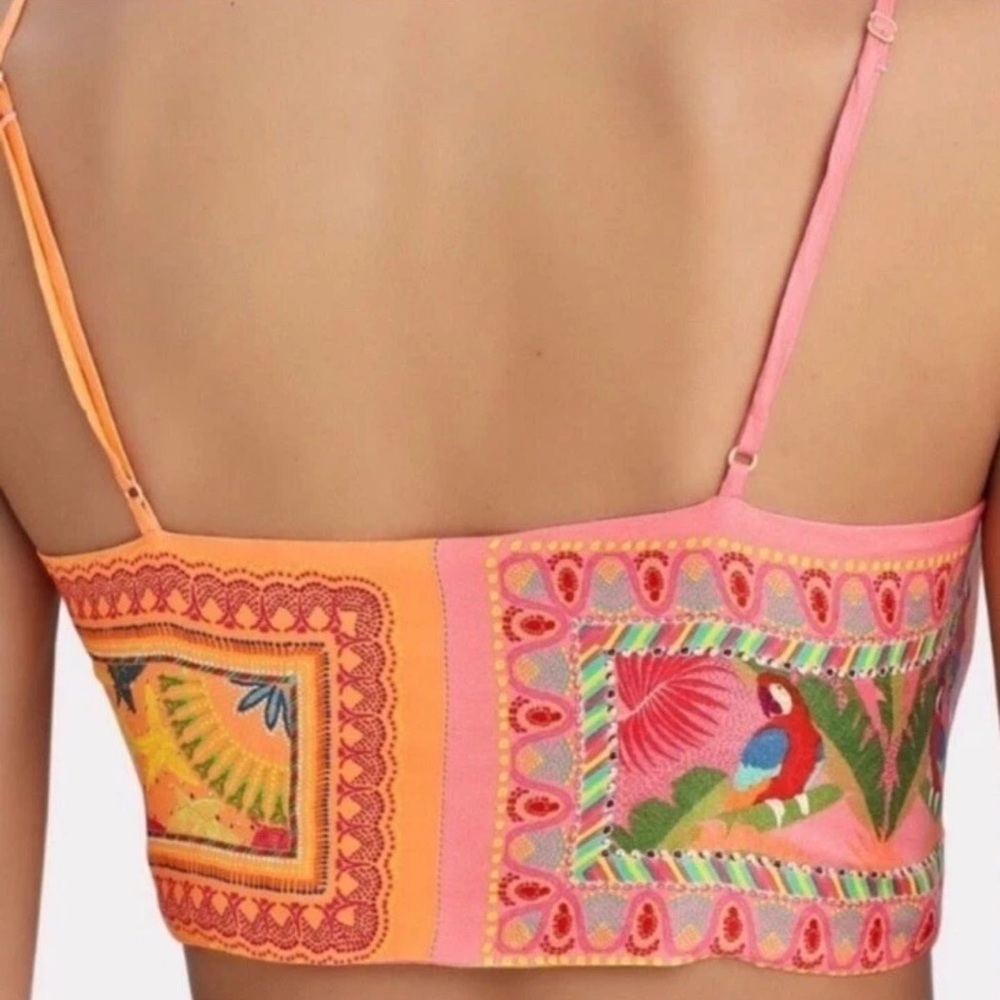 FARM RIO Mixed Scarves Crop Top Bandeau Style Vacation Resort wear Size XL - Picture 4 of 11